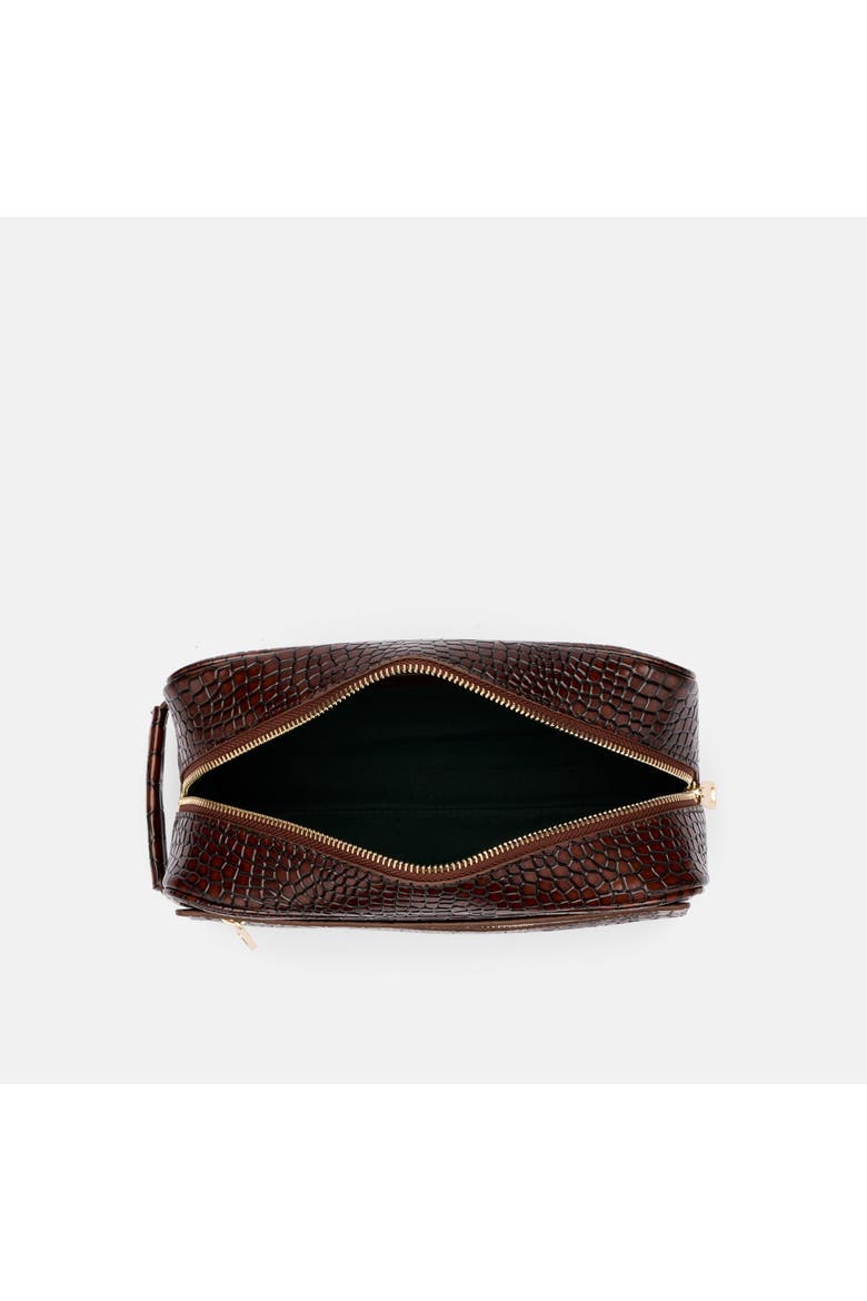 Croc-Embossed Calfskin Leather Dopp Kit, Alternate, color, Brown Crocskin