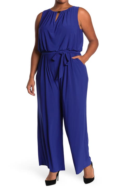 Wide Leg Keyhole Jumpsuit (Plus Size)