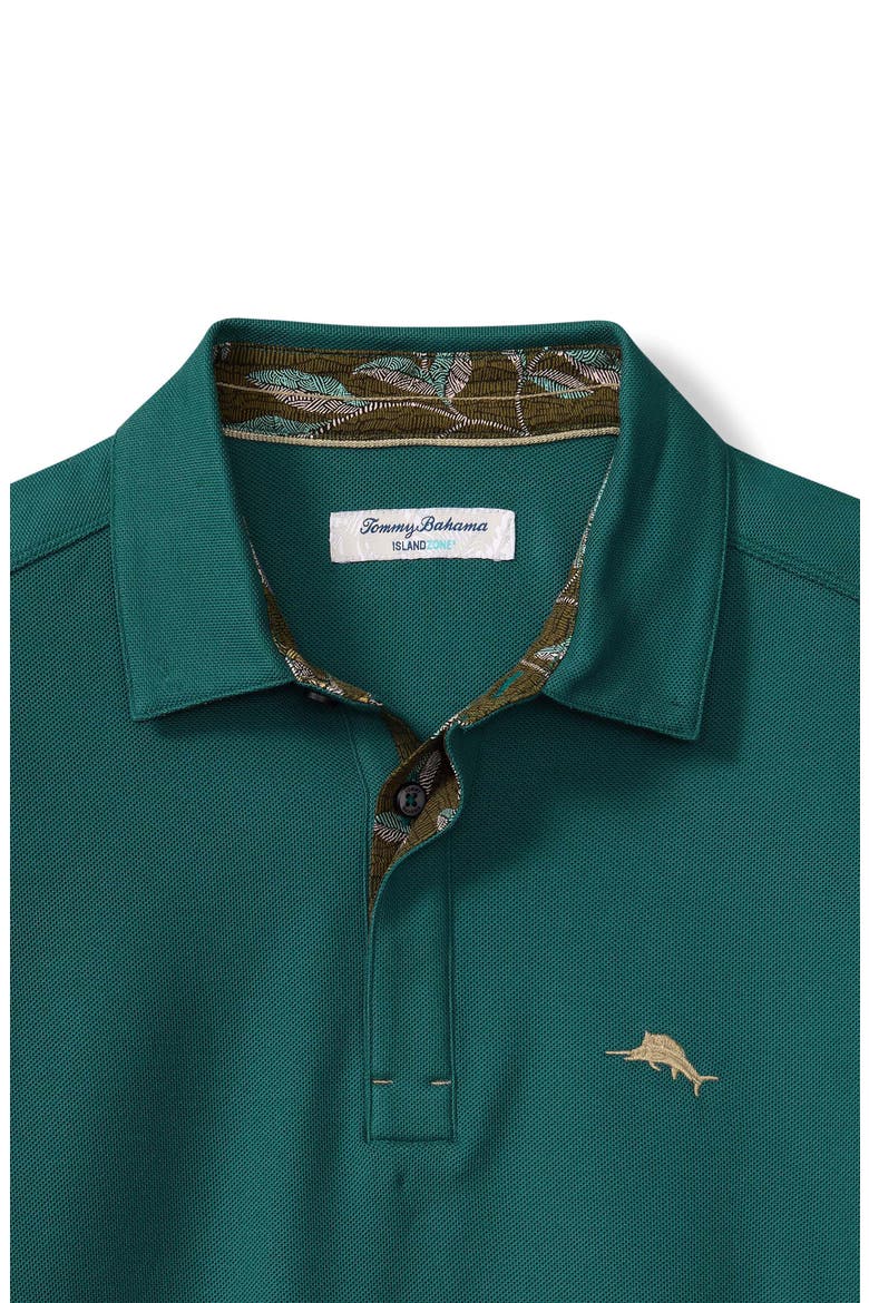 Vintage Vines Long Sleeve Five O'Clock IslandZone® Piqué Polo, Alternate, color, DEEP SEA TEAL