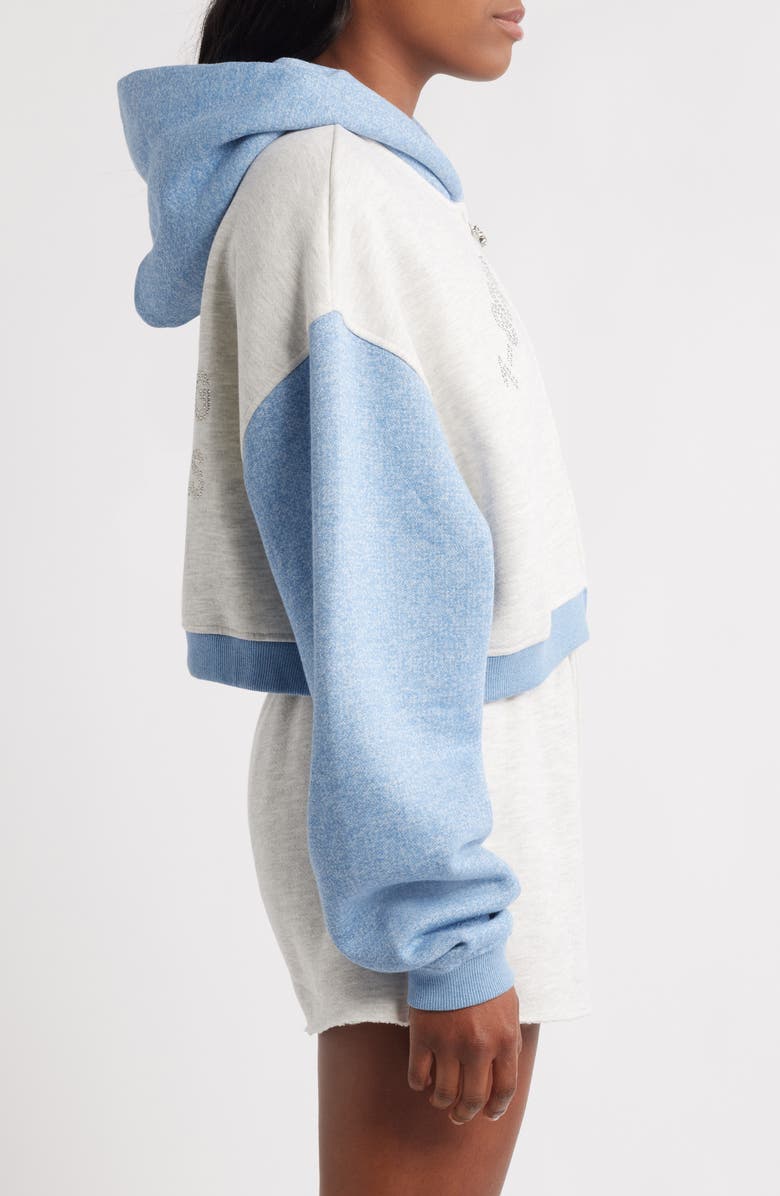 BOYS LIE 1-800 Alex Colorblock Zip Crop Hoodie, Alternate, color, Grey