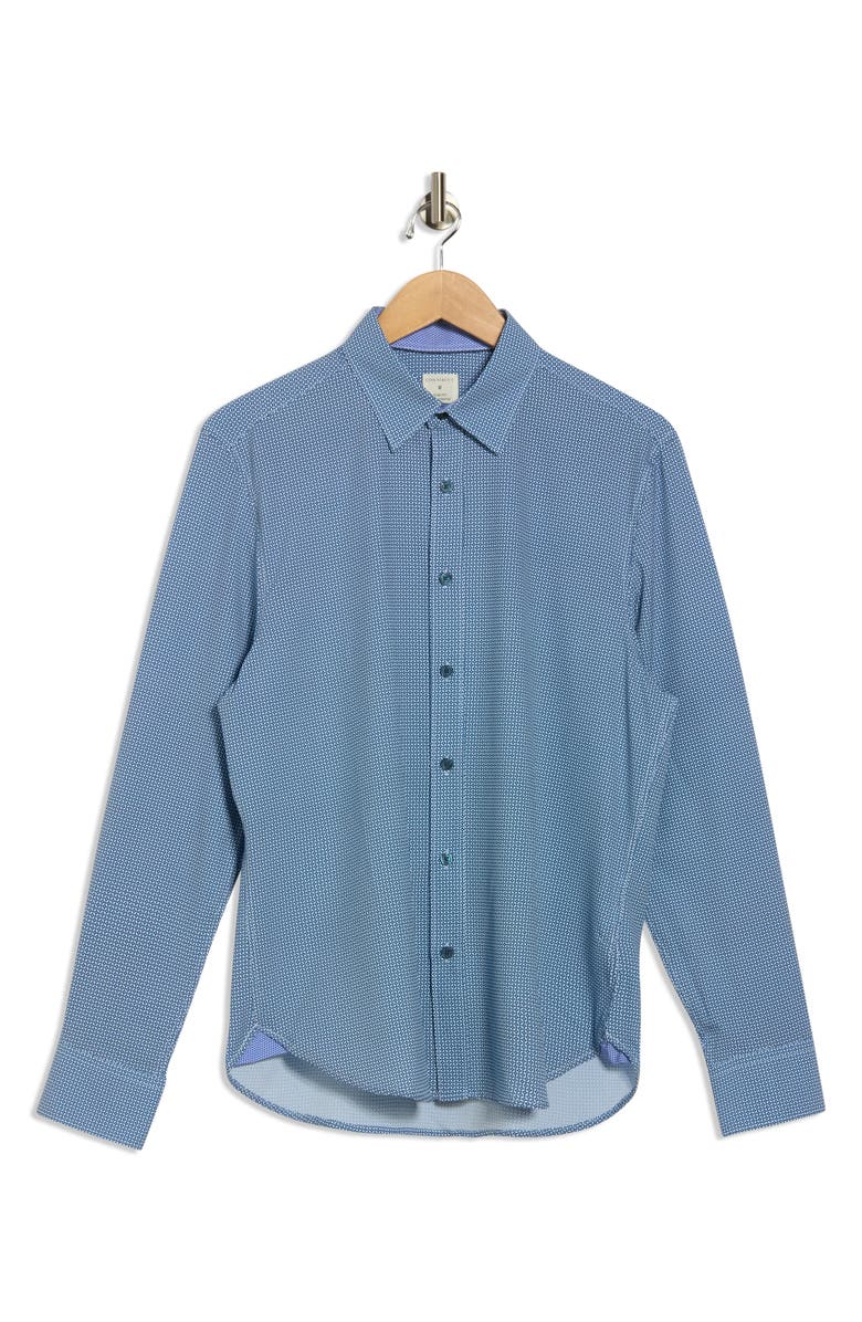 CONSTRUCT Slim Fit Geo Print Stretch Button-Up Shirt, Alternate, color, White/ Blue