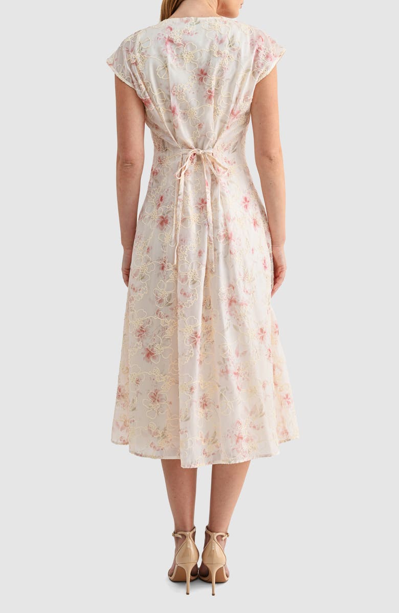 Mila Mae Embroidered Floral Cap Sleeve Shirtdress, Alternate, color, Cream Mauve Floral