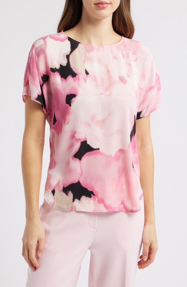 Anne Klein Floral Boat Neck Top, Main, color, 