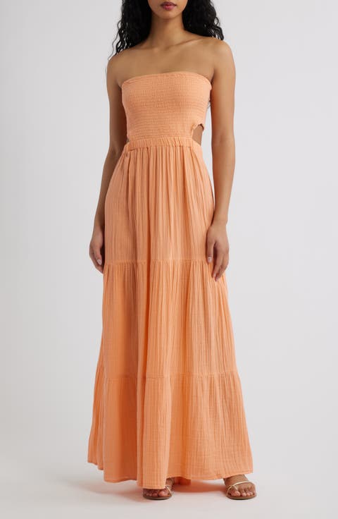 Premium Surf Strapless Cutout Maxi Dress