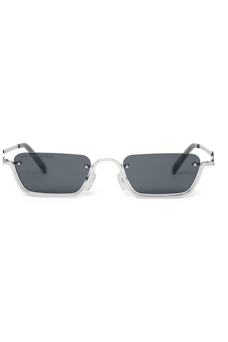 Kai Rectangular Frameless Sunglasses, Main, color, Silver