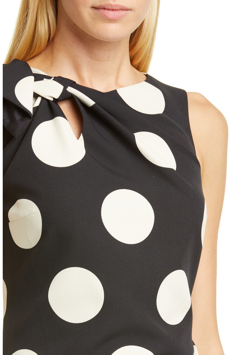 Polka Dot Bow Shoulder Cocktail Dress, Alternate, color, BLACK/ WHITE