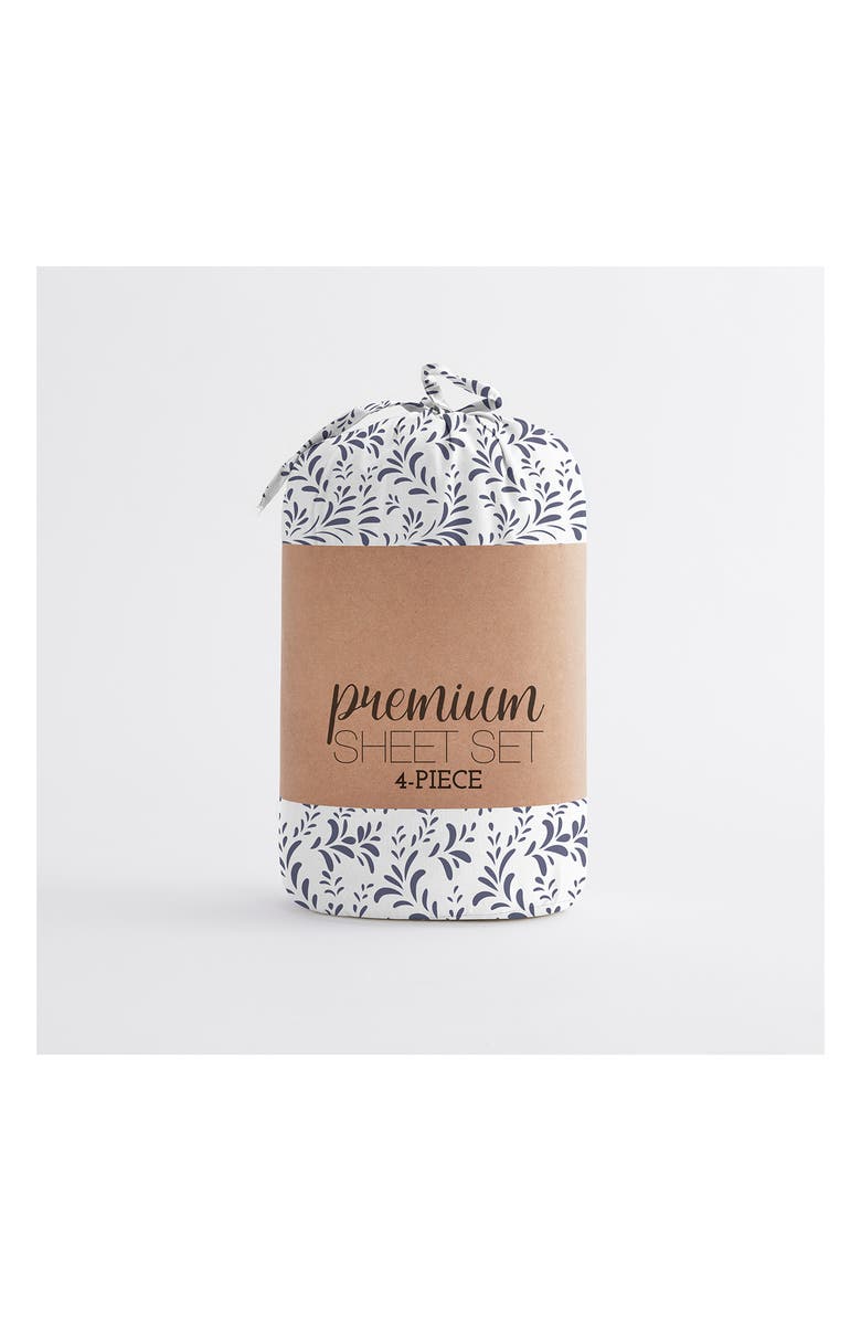 HOMESPUN Premium Ultra Burst of Vines Pattern 4-Piece Bed Sheets Set, Alternate, color, Navy