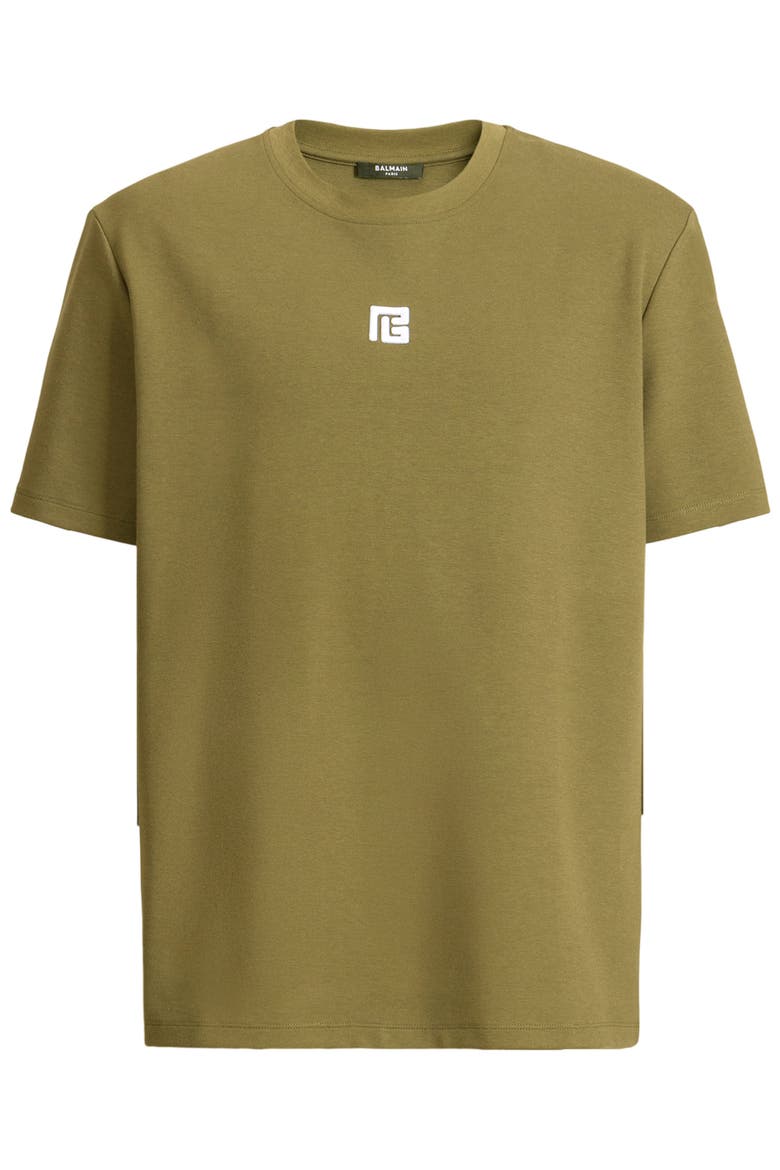 T-Shirt with Embroidered Logo, Alternate, color, khaki