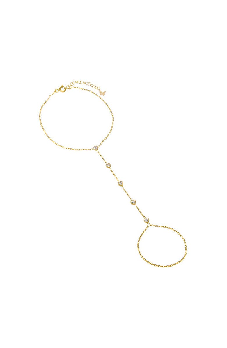 BY ADINA EDEN CZ Bezel Heart Hand Chain Bracelet, Main, color, 