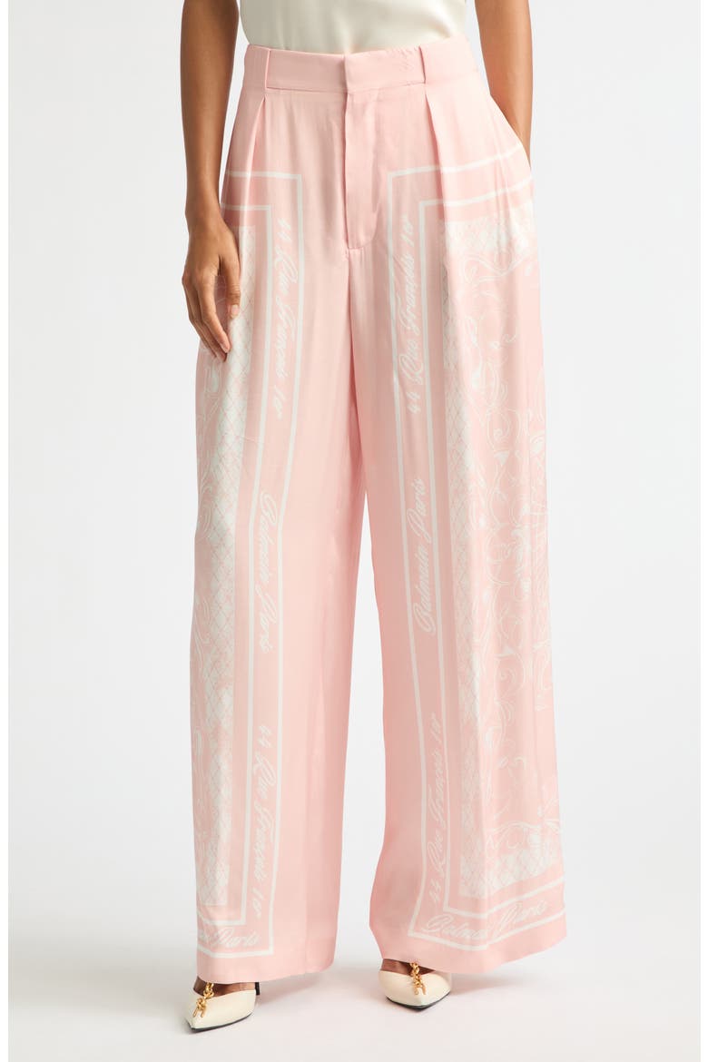 Foulard Print Twill Pants, Main, color, OJD PINK/ WHITE