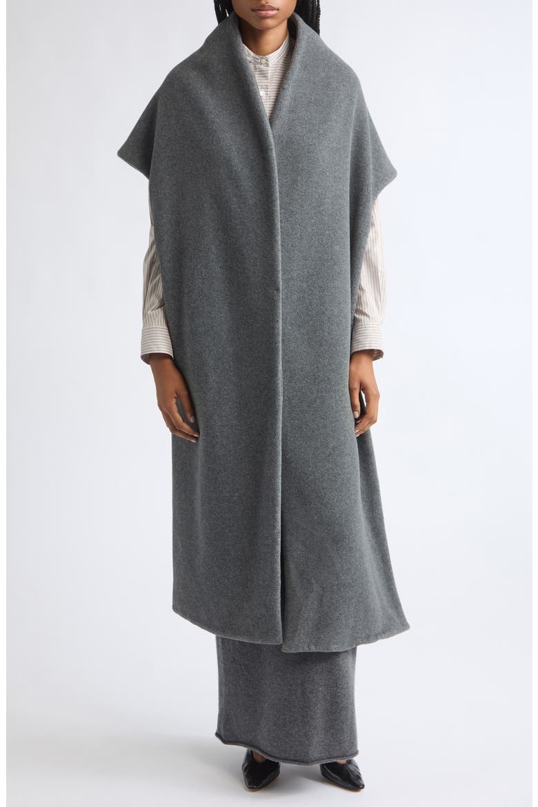 Fleece Cape Coat, Alternate, color, CHARCOAL MELANGE