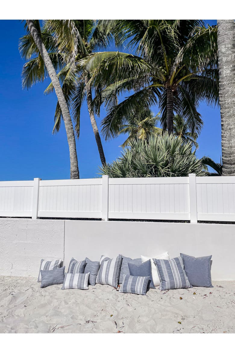 Beach Club White Stripe Indoor Outdoor Pillow, Alternate, color, White