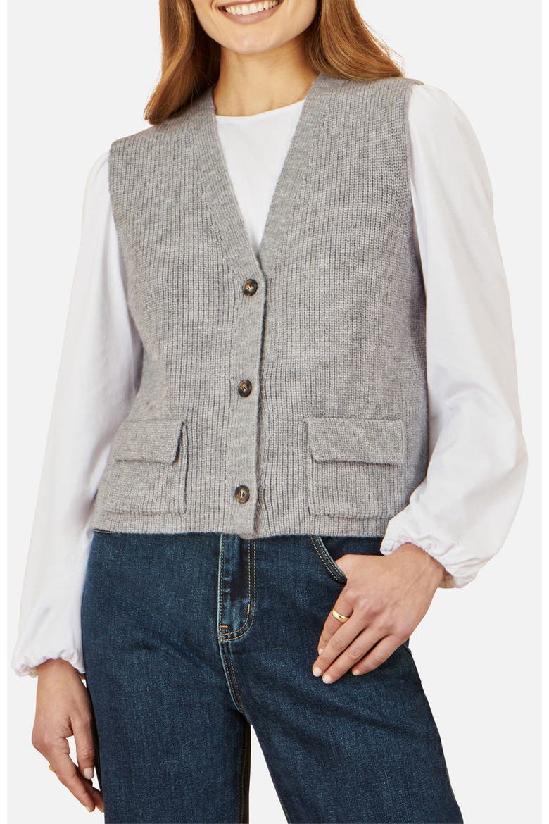 Knitted Pullover Waistcoat, Alternate, color, Grey