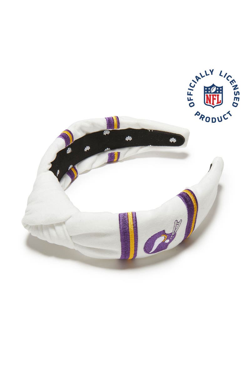 Lele Sadoughi Minnesota Vikings Embroidered Knotted Headband, Main, color, Ivory 100