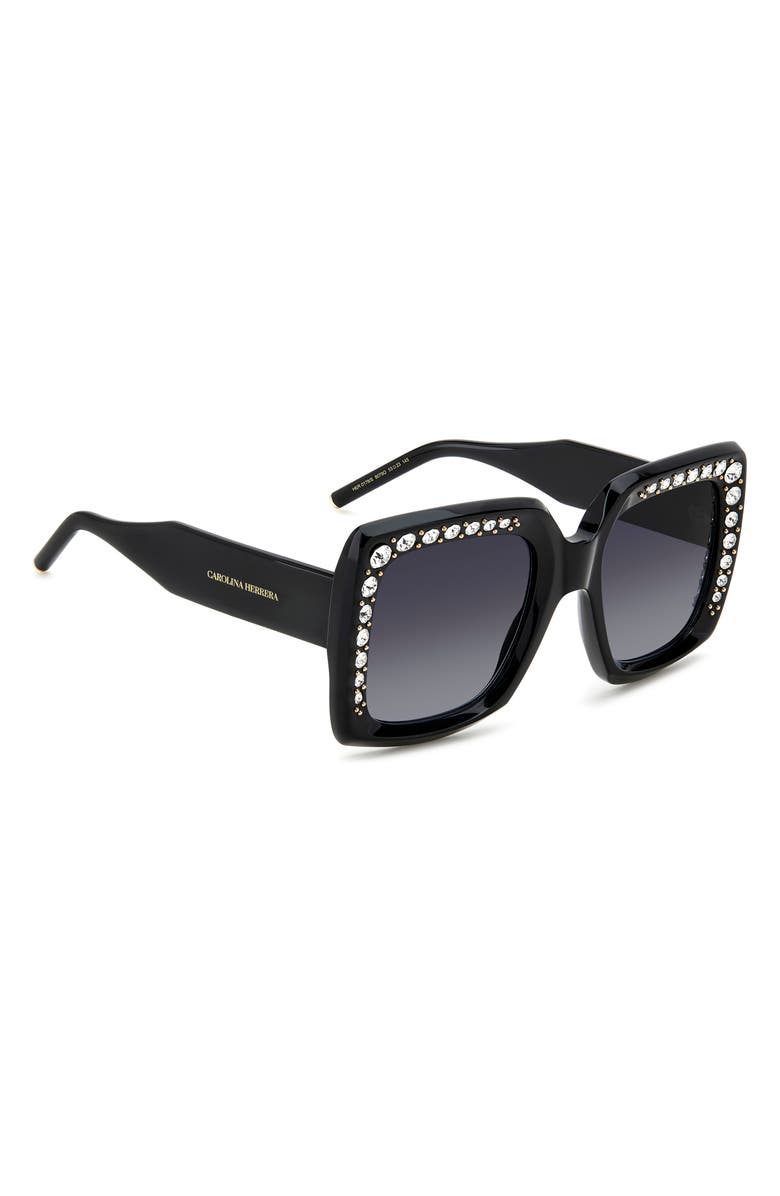 Carolina Herrera 53mm Crystal Embellished Square Sunglasses, Alternate, color, 