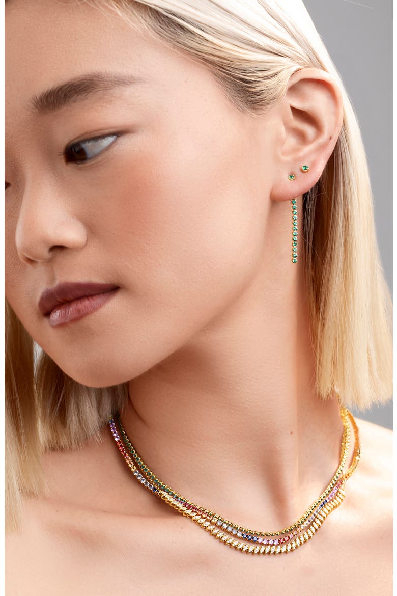 El Mar Emerald Two-Way Drop Jacket Earrings (Nordstrom Exclusive), Alternate, color, 18K YELLOW GOLD