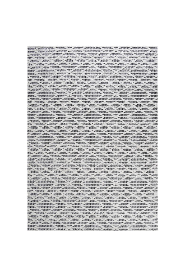 Ararat High-Low Pile Moroccan Diamond Modern Indoor/Outdoor Area Rug, Main, color, Black/Ivory