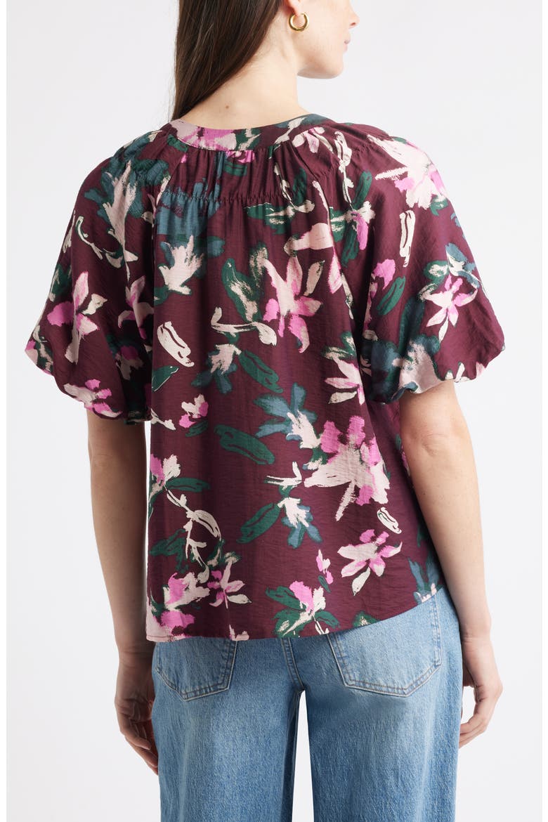 Puff Sleeve Top, Alternate, color, BURGUNDY- PINK LUCY FLORAL