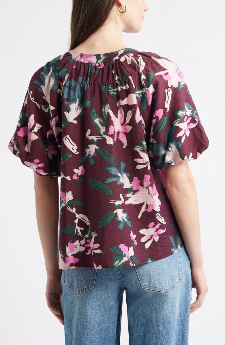 Caslon<sup>®</sup> Puff Sleeve Top, Alternate, color, Burgundy- Pink Lucy Floral