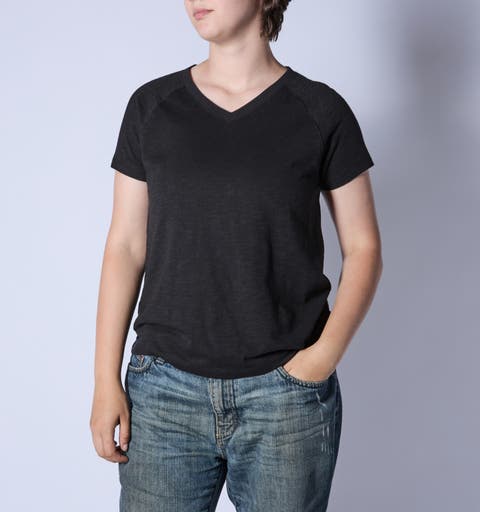 Jersey Slub Raglan V-Neck T-Shirt