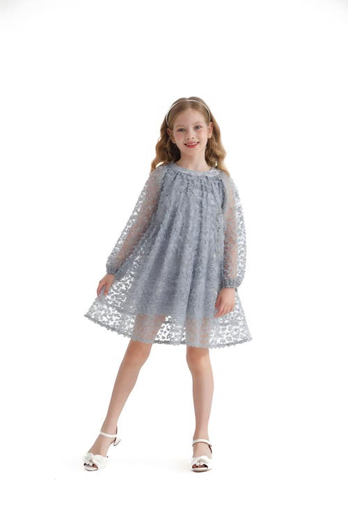 Sweet Cactus Sheer Floral Dress In Blue