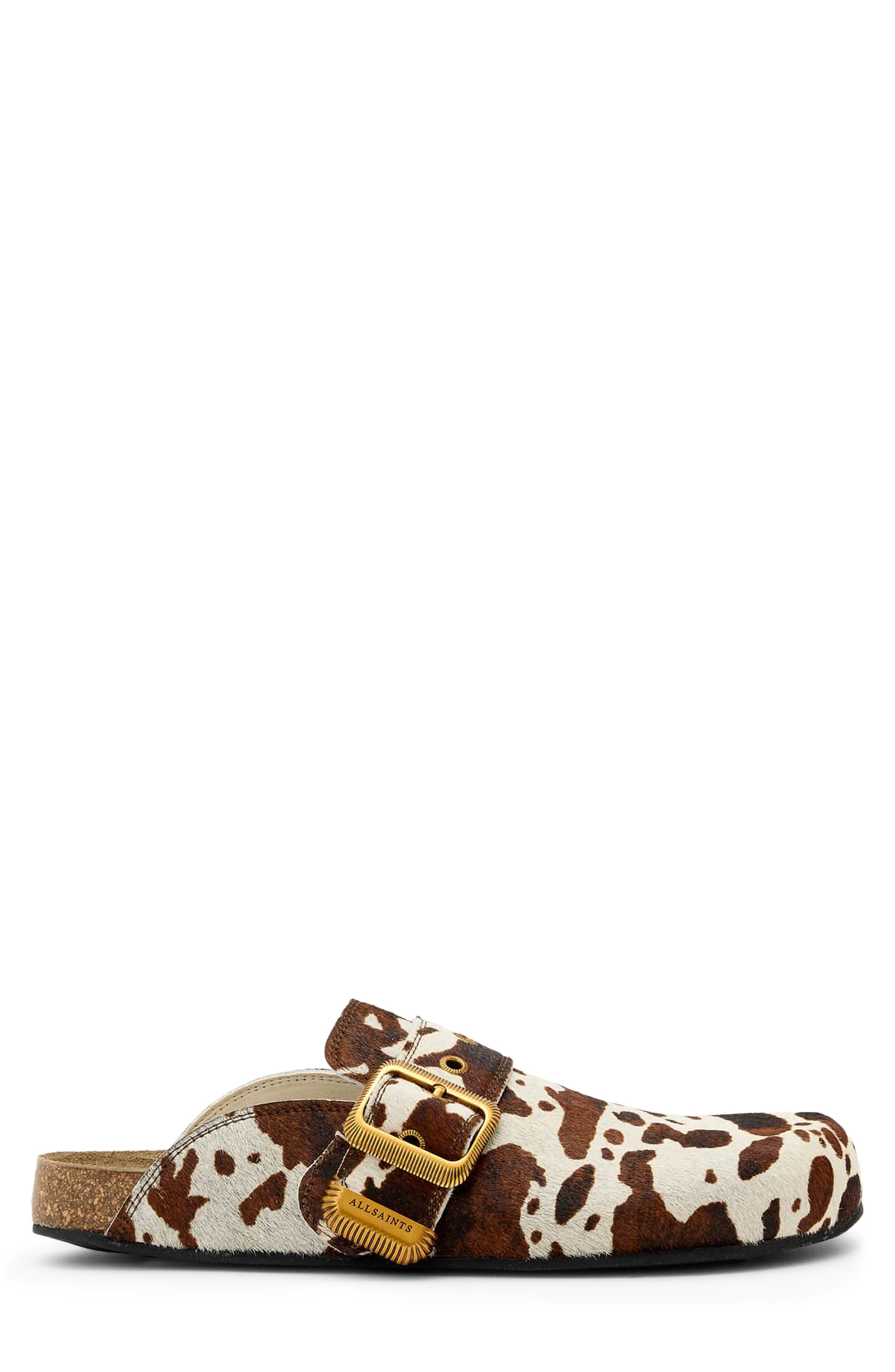 AllSaints Staffa Genuine Calf Hair Mule, Alternate, color, Cow Print