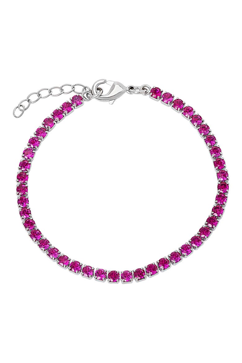 Kids' Cubic Zirconia Tennis Bracelet, Main, color, DARK PINK
