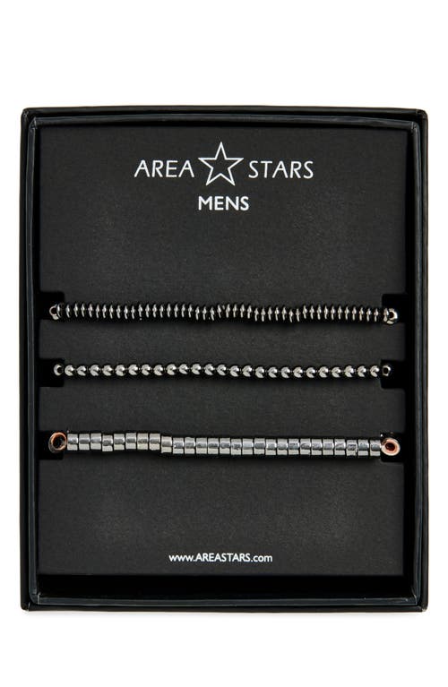 Area Stars Set Of 3 Beaded Stretch Bracelets In Black