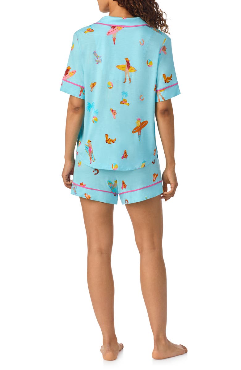 Room Service Pjs Print Short Pajamas, Alternate, color, Aqua Print