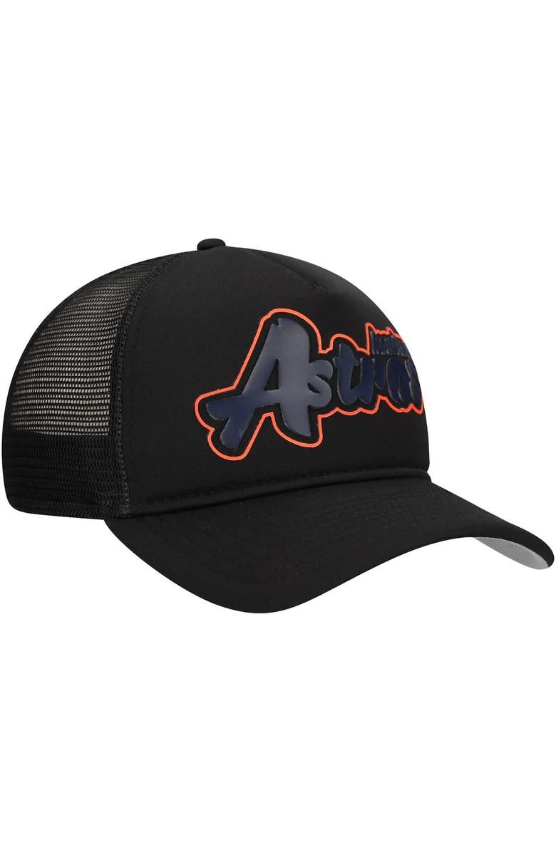 New Era Men's New Era Black Houston Astros Retro Bold A-Frame Trucker 9FORTY Adjustable Hat, Alternate, color, Black