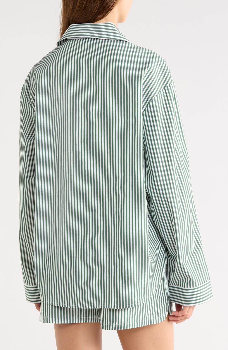 Lacoste Loungewear Stripe Two-Piece Pajama Set, Alternate, color, Green/ White