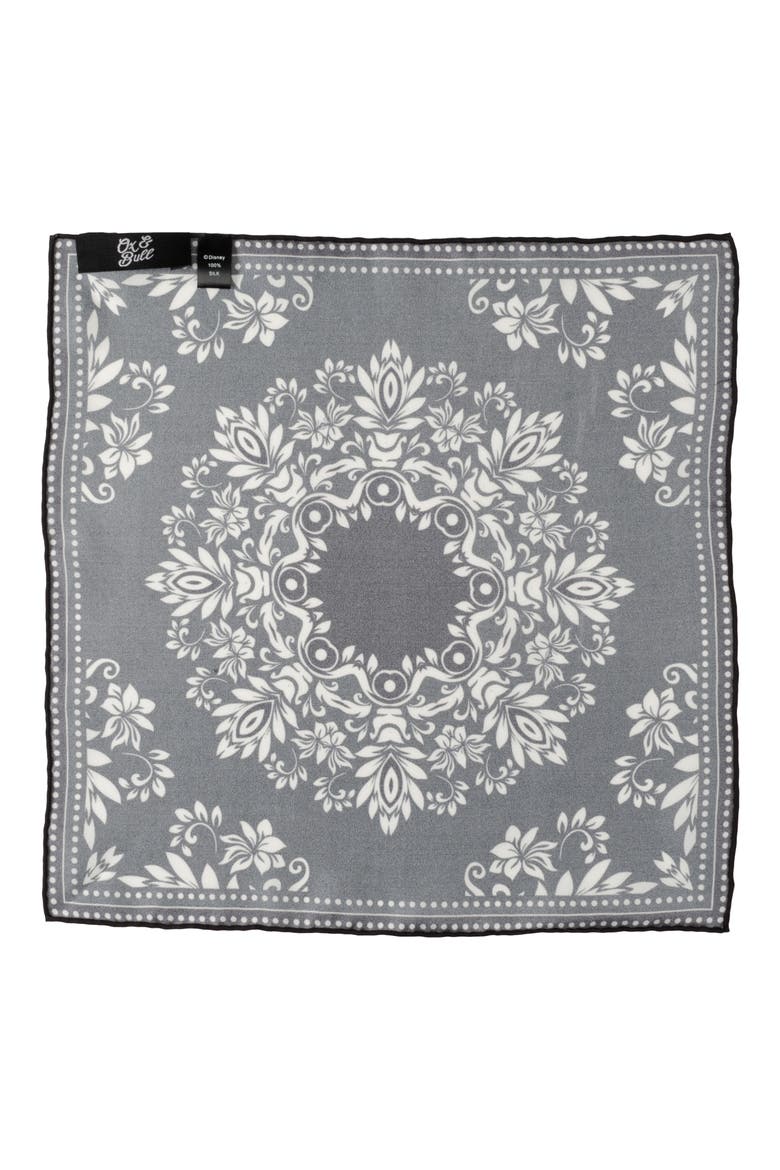 Bandana Print Silk Pocket Square, Alternate, color, BLACK