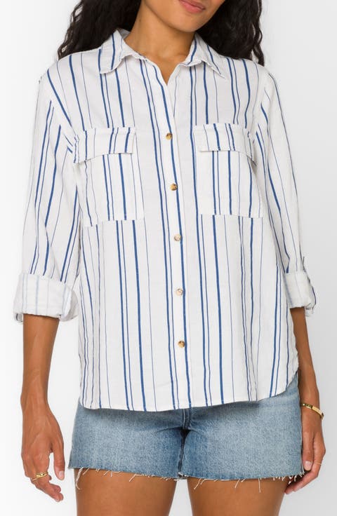Talma Roll Tab Sleeve Linen Blend Shirt