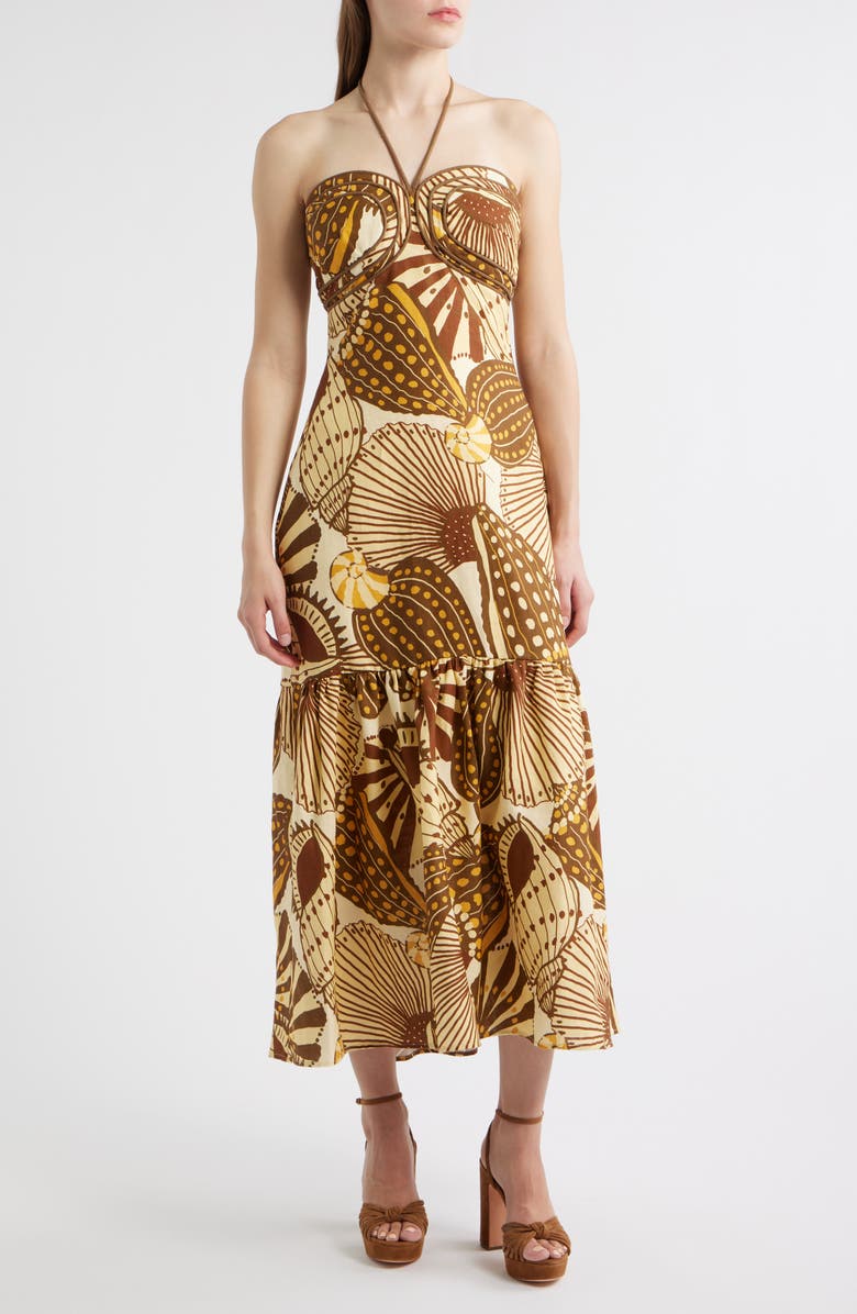 FARM Rio Shell Mix Sand Linen Dress, Main, color,