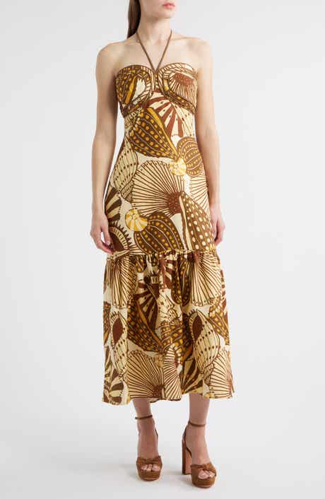 FARM Rio Shell Mix Sand Linen Dress