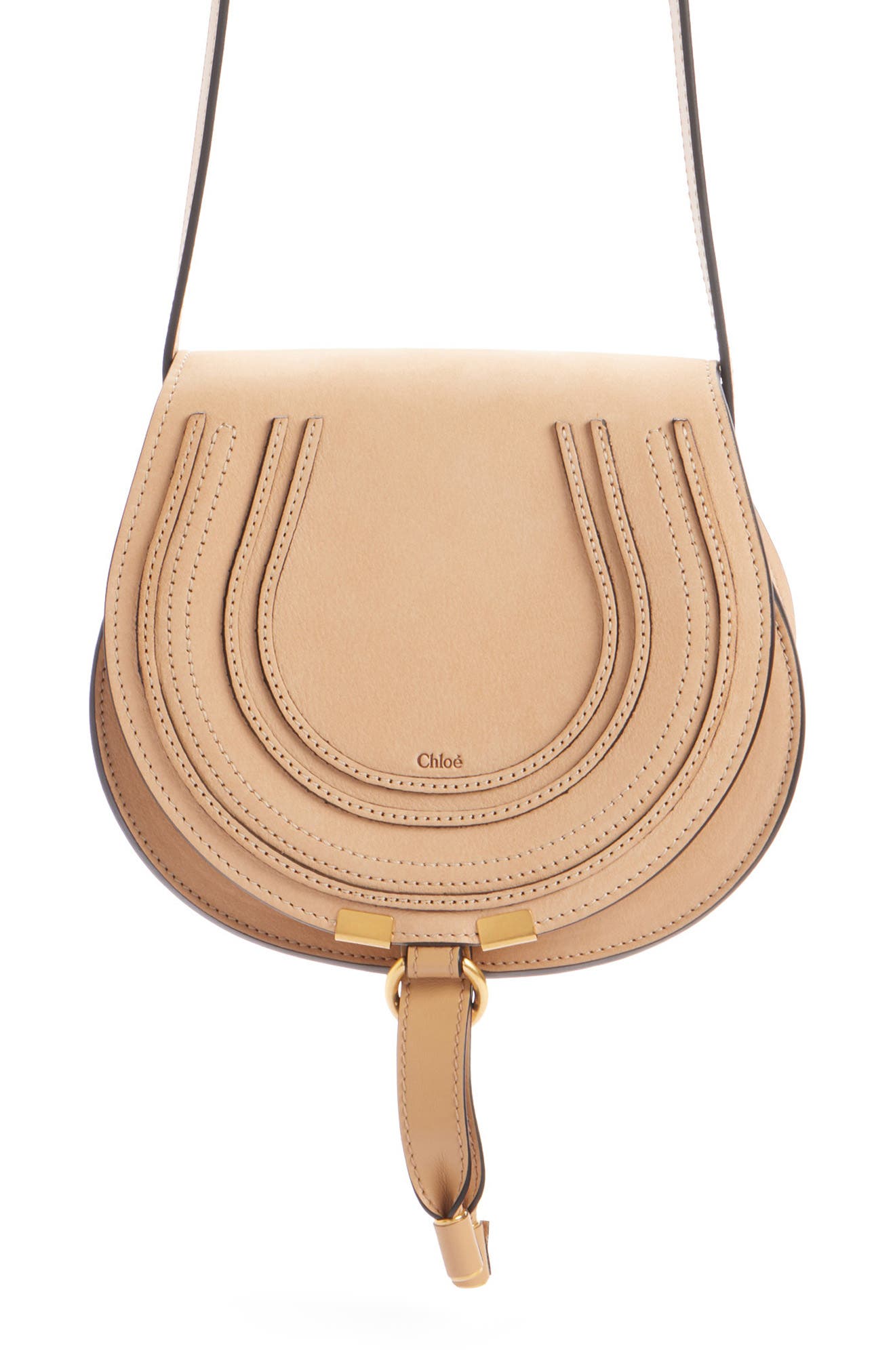Chloé Small Marcie Leather Crossbody Bag, Main, color, Milky Brown