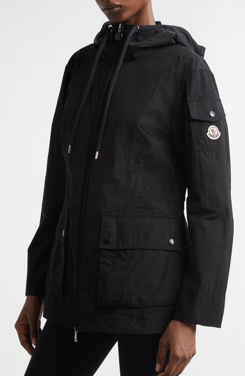 Moncler Leandro Short Hooded Parka, Alternate, color, Black