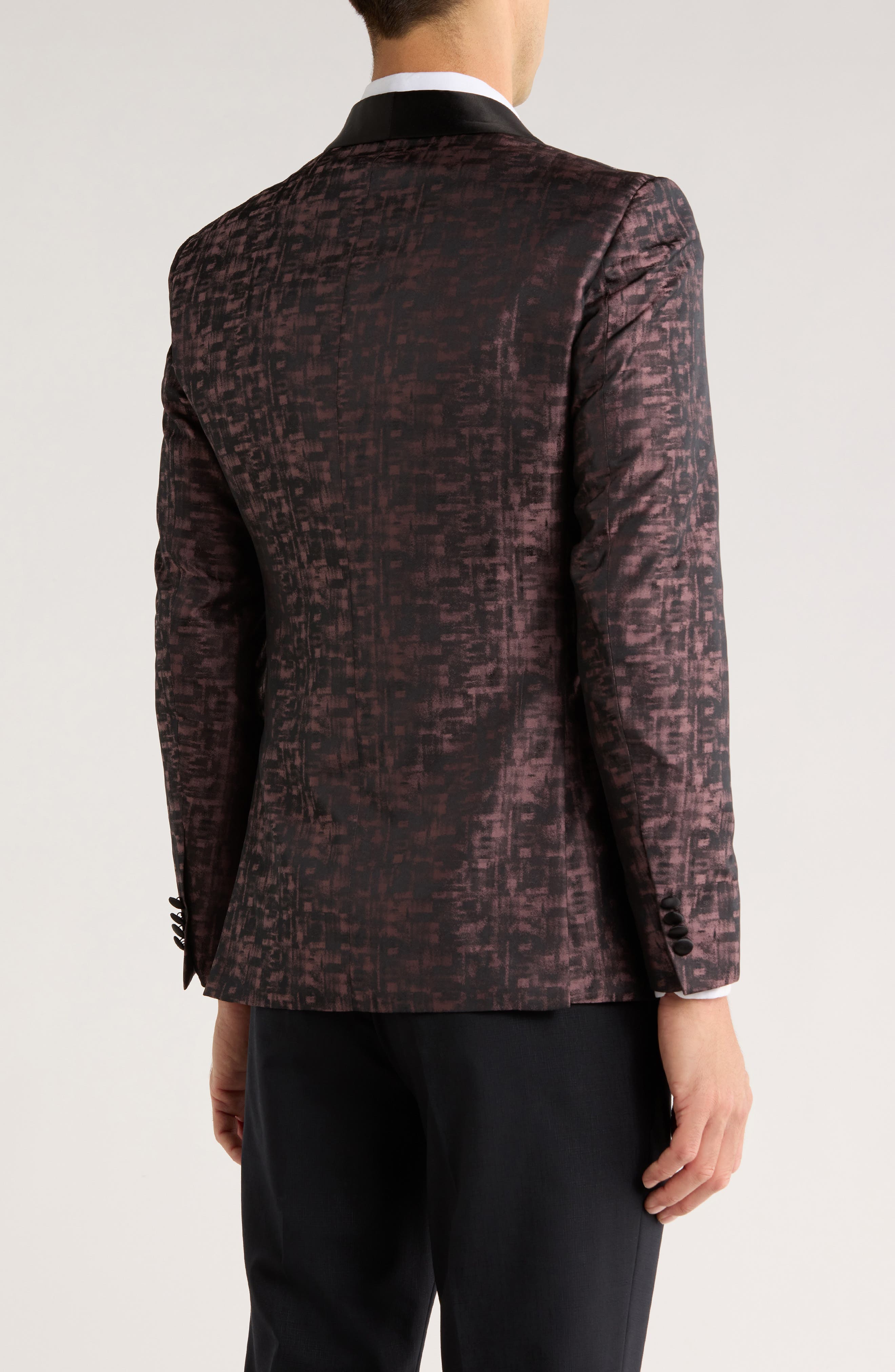 Geometric Patterned Shawl Lapel Dinner Jacket - image 2