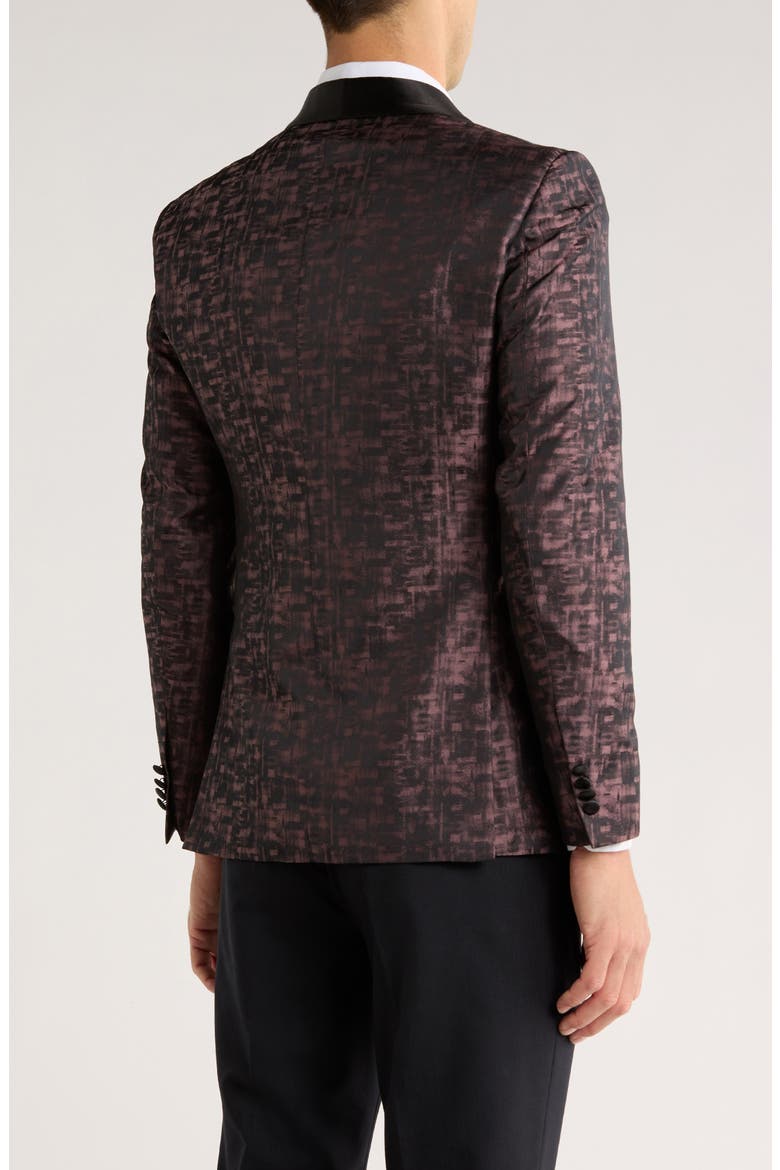 Geometric Patterned Shawl Lapel Dinner Jacket, Alternate, color, PEWTER/MAUVE
