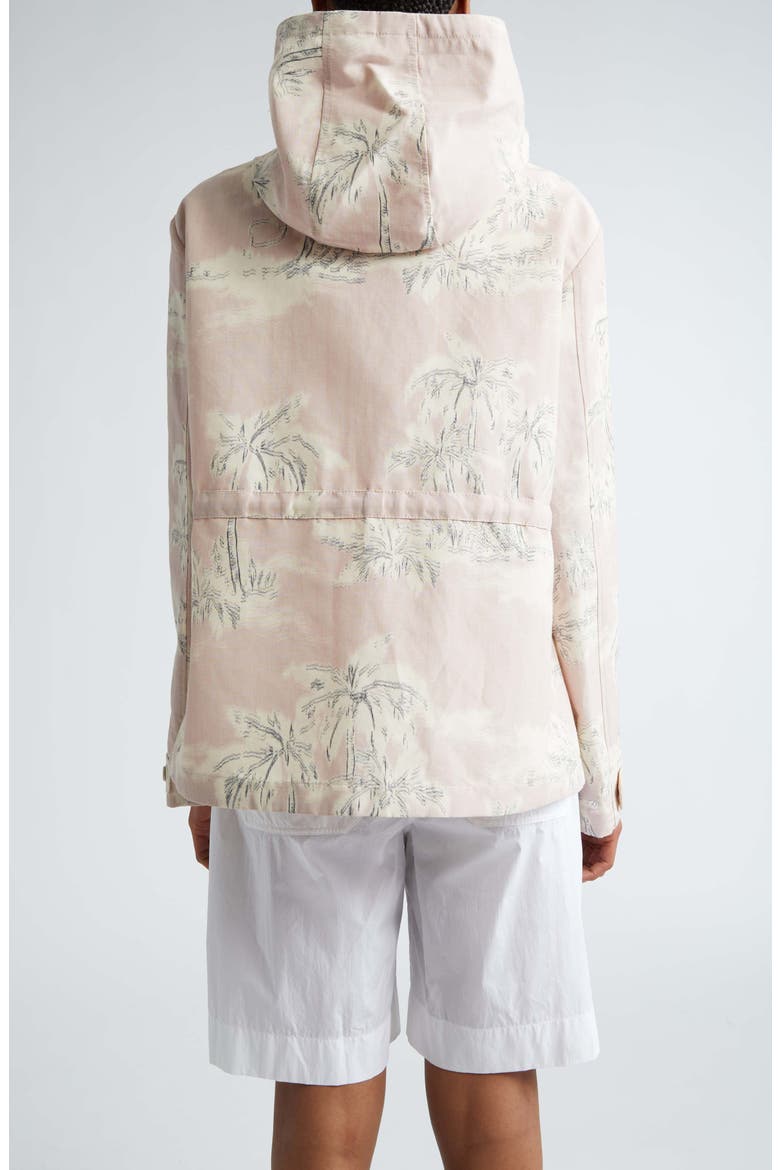 Marpe Palm Print Hooded Jacket, Alternate, color, BEIGE