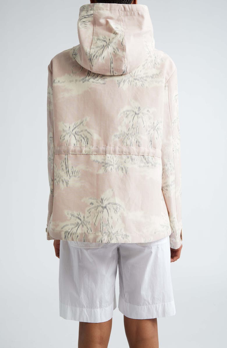 Moncler Marpe Palm Print Hooded Jacket, Alternate, color, 