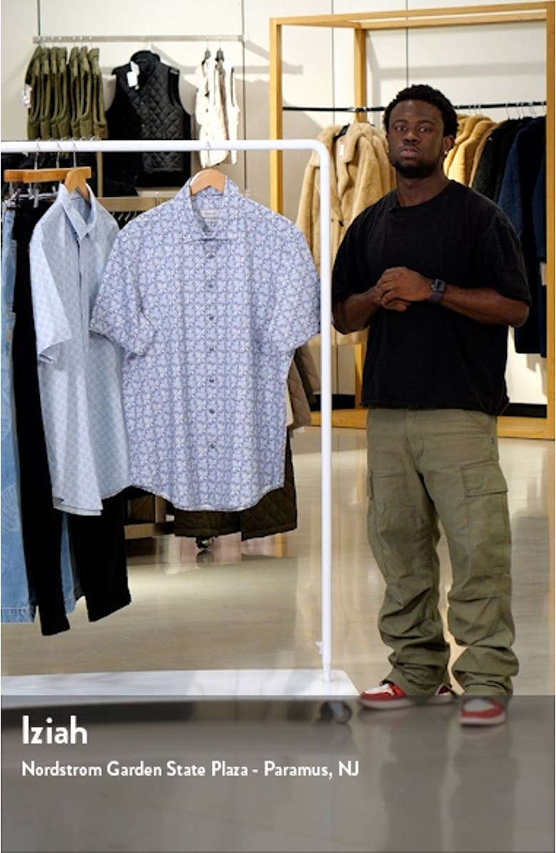 Miles OoohCotton<sup>®</sup> Abstract Print Short Sleeve Button-Up Shirt, sales video thumbnail