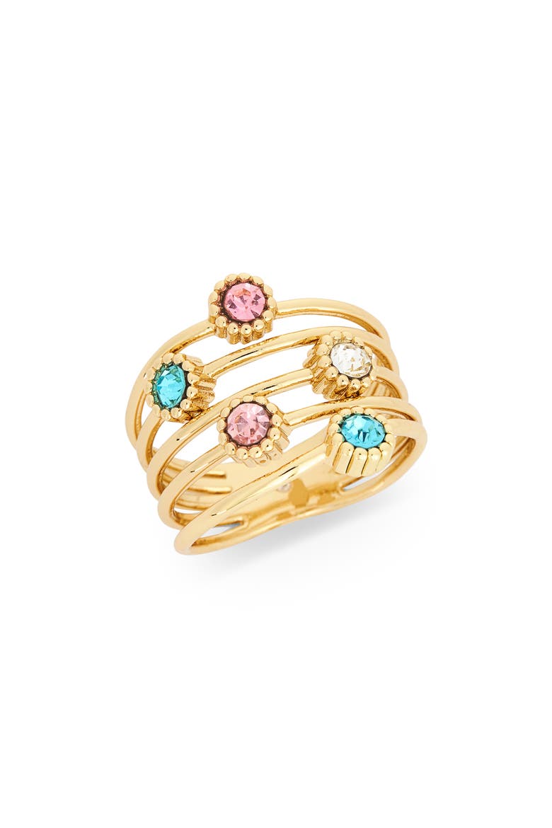 Bezel Crystal Layered Band Ring, Main, color, PINK MULTI- GOLD