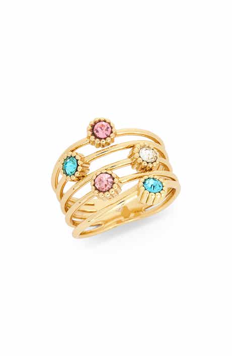 NORDSTROM RACK Bezel Crystal Layered Band Ring