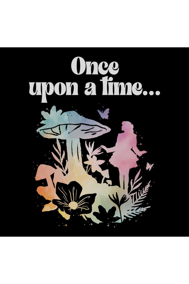 Junior's Descendants Wicked Wonderland Watercolor Once Upon a Time  Graphic T-Shirt, Alternate, color, Black