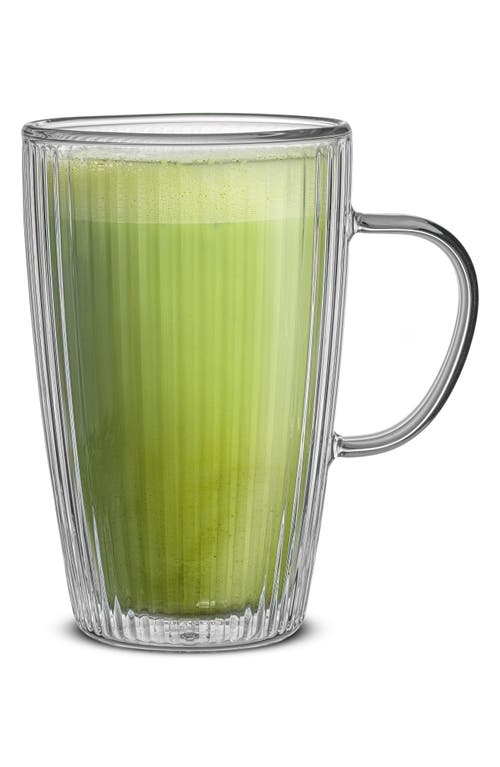 Joyjolt Set Of 2 Double Wall Fluted Glass Mugs In Gray