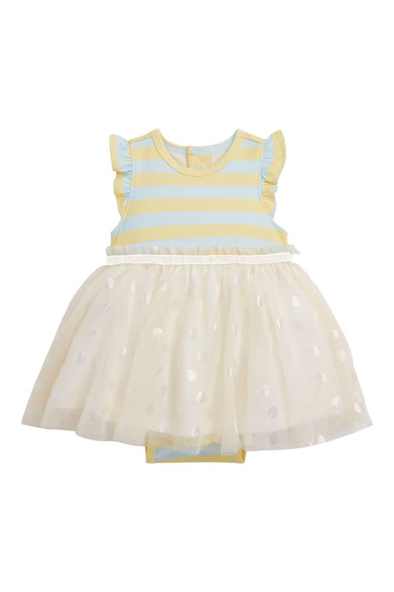 Lemon Cream Strap Flutter Sleeve Dress, Main, color, WHITE
