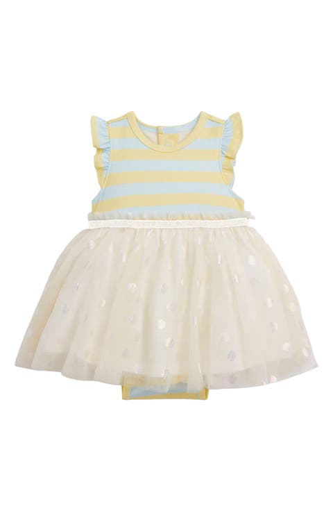 Lemon Cream Strap Flutter Sleeve Dress (Baby)