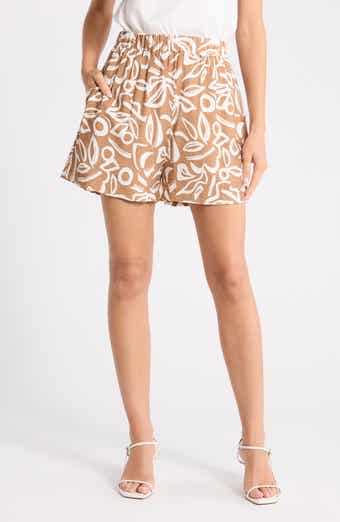 Floral Elastic Waist Shorts