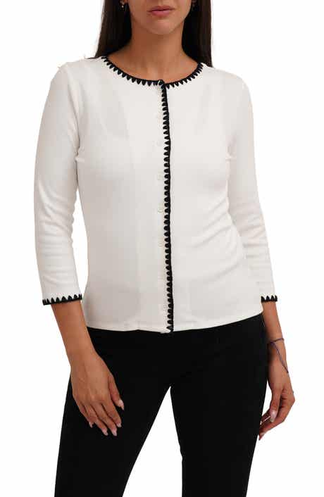 CYRUS Blanket Stitch Trim Button-Up Top